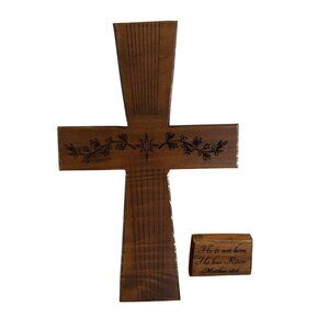 Matthew 28:6 Wooden Wall Cross and Verse Plaque Set